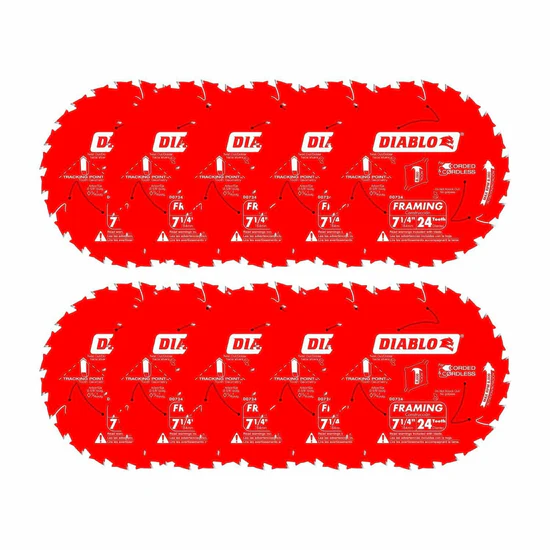 Diablo D0724A 7-1/4" x 24 Tooth Framing Saw Blade  10 Pk